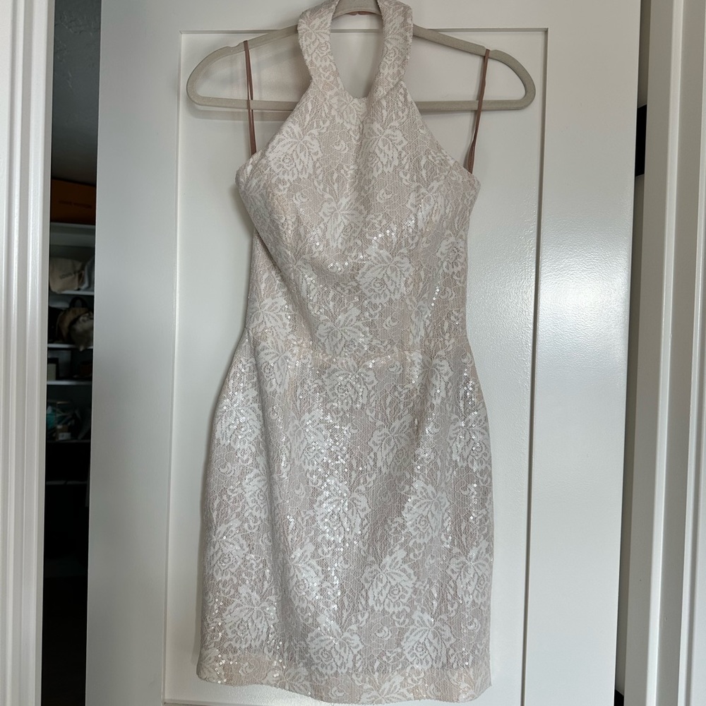 Dress the Population Sequin White Mini Dress